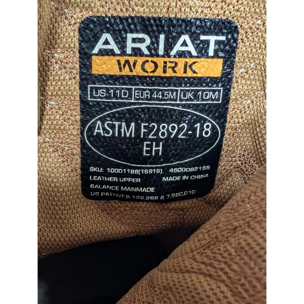 Ariat Men's WorkHog Pull-On soft toe Boots 11D Aged Bark Brown Leather 10001188